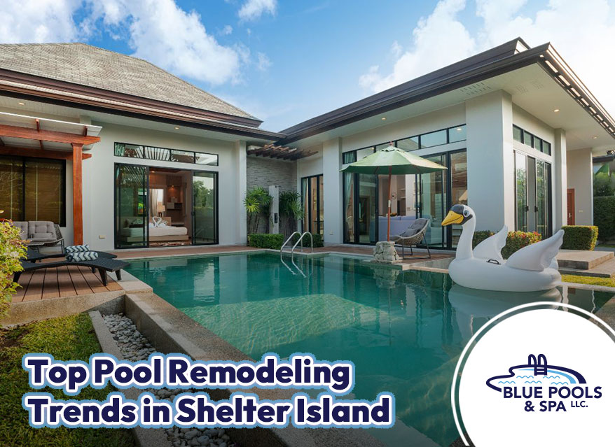 Modern pool design trends in Shelter Island featuring sleek geometric shapes and custom finishes.